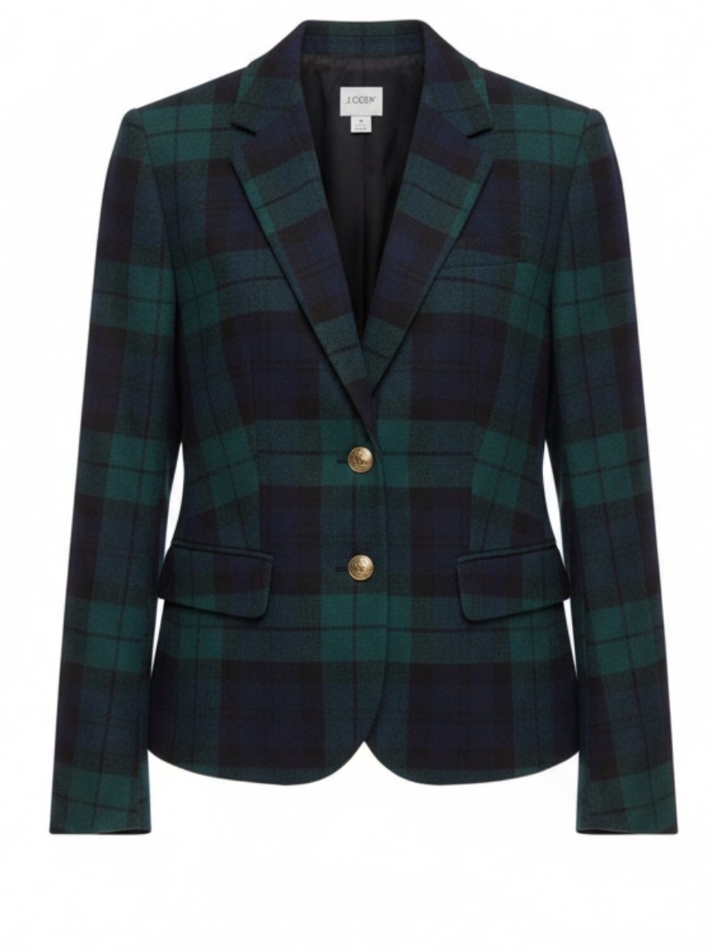 J. Crew Green and Navy Plaid Wool Blend Blazer